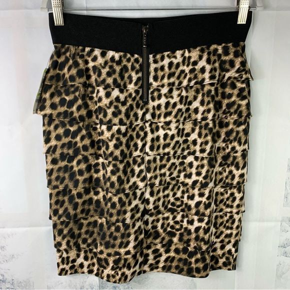 Alfani Classy Animal Ruffle Layered Tiered Cheetah Mini Skirt - Picture 3 of 12